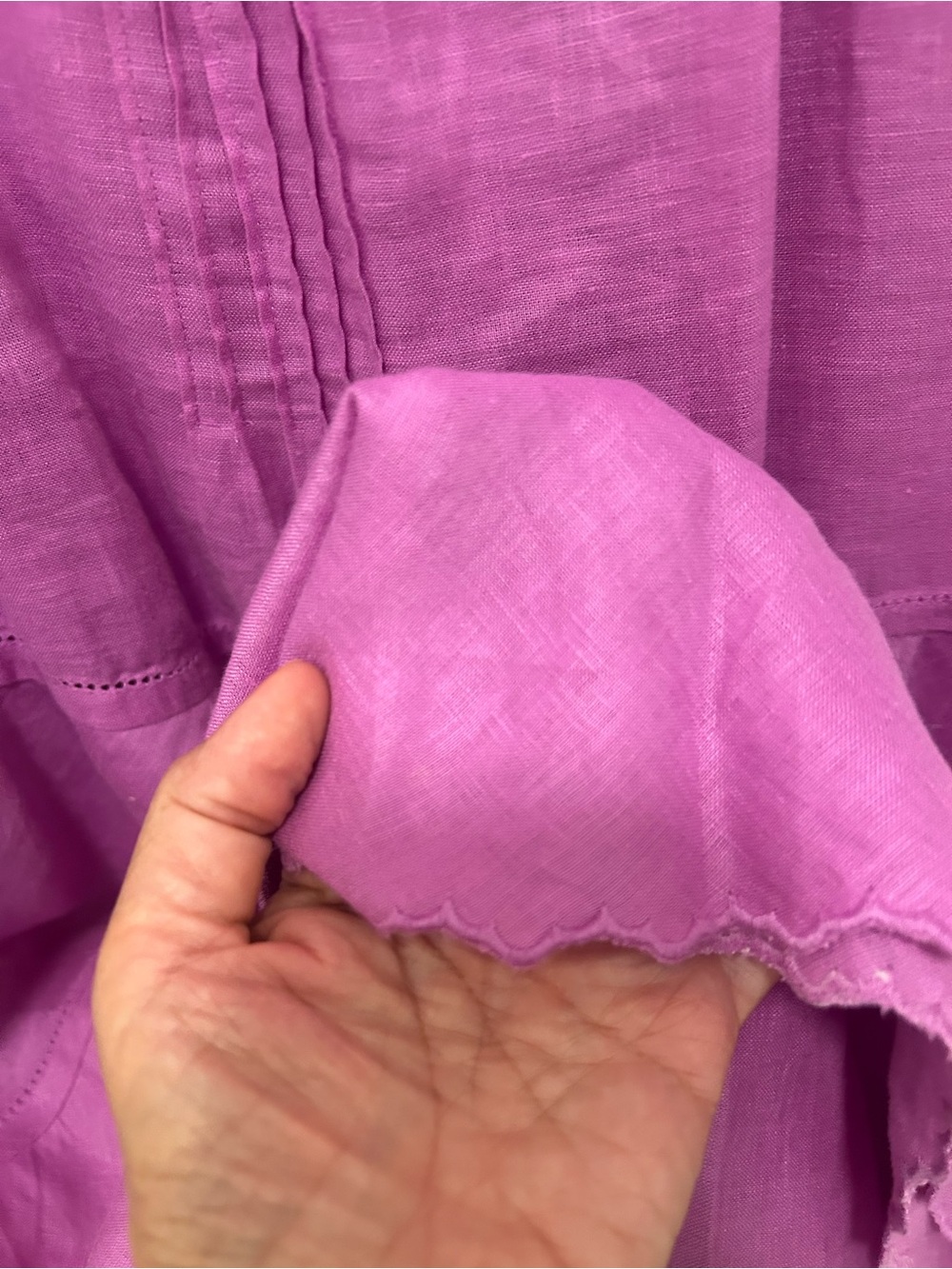 Lauren Ralph Lauren Purple100% Linen Tiered Midi Dress 16 Boho Cottagecore NWT - Picture 13 of 15